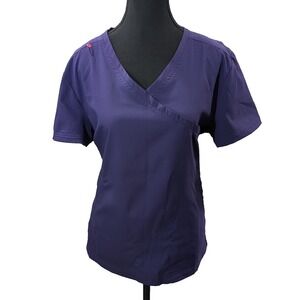 Athletic Fit koi lite Scrub Top - Deep Purple Mock Wrap - Size L